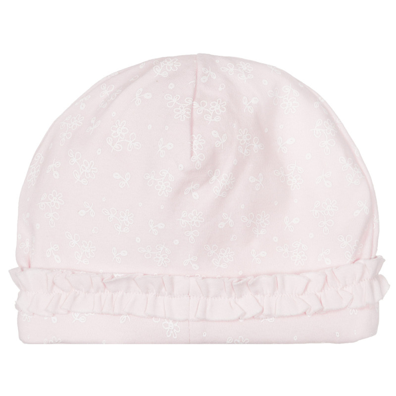 Памучна шапка с къдрички за бебе, розова  249801