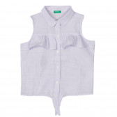 Памучна риза без ръкави в лилаво-бяло каре Benetton 250007 