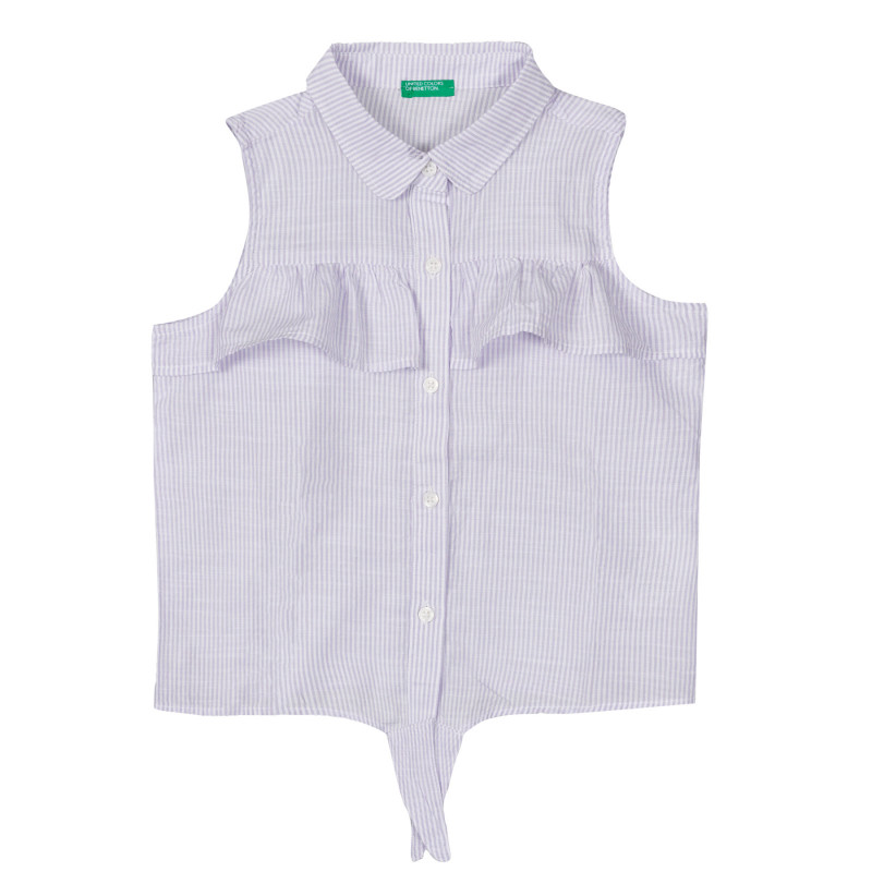 Памучна риза без ръкави в лилаво-бяло каре  250007