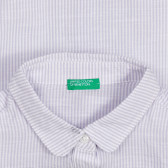 Памучна риза без ръкави в лилаво-бяло каре Benetton 250009 3