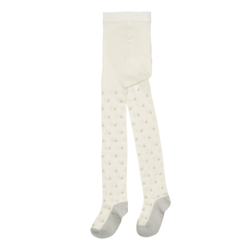 Памучен чорапогащник с фигурален принт за бебе, бял  250182