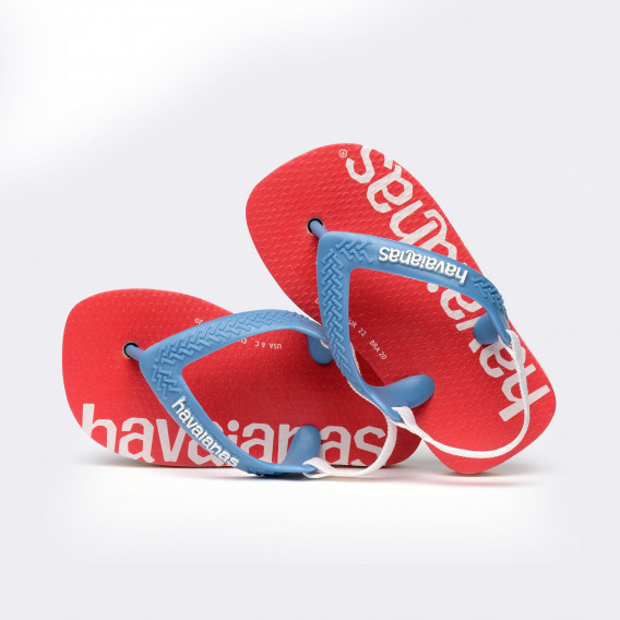 Джапанки с името на бранда и сини акценти за бебе, червени Havaianas 250364 3