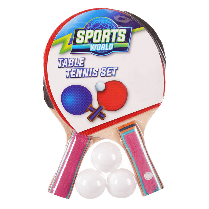 Хилки за тенис на маса с розови дръжки и 3 топчета  250598