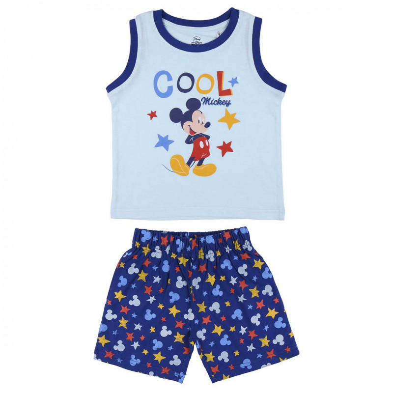 Памучна пижама с щампа на Mickey Mouse, синя  250713