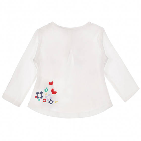 Памучна блуза с дълъг ръкав за момиче бяла Boboli 250963 4