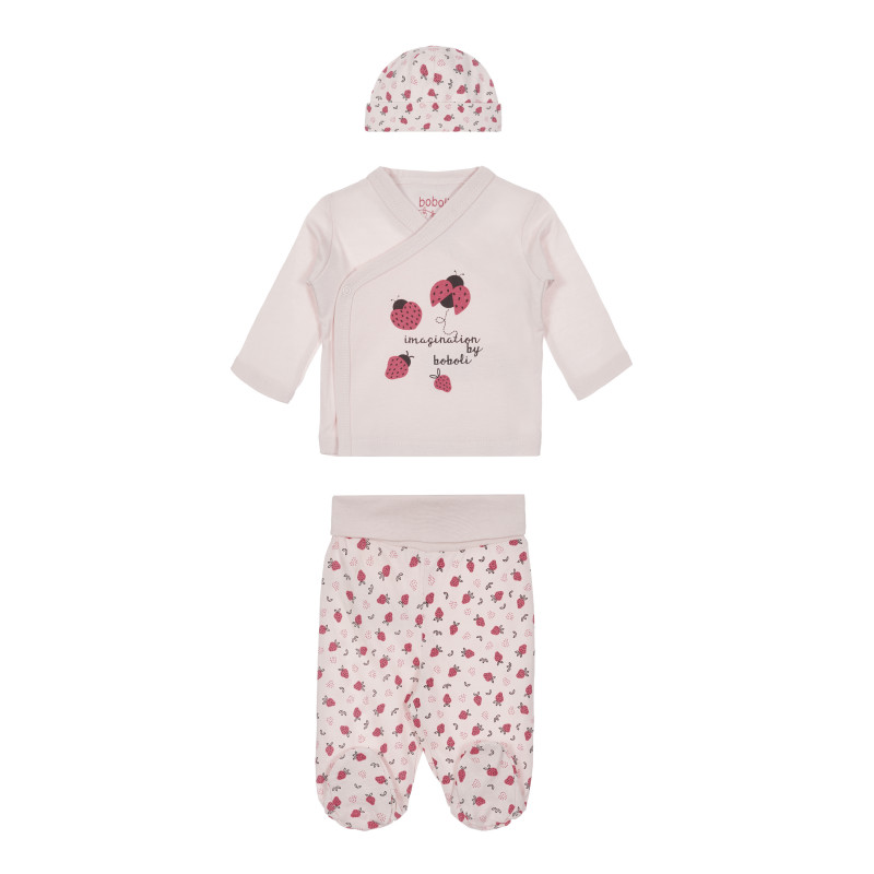 Комплект блуза с дълъг ръкав и ританки за бебе за момиче розови  250964