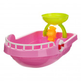 Комплект за пясък розова лодка, 9 части Toi-Toys 251177 