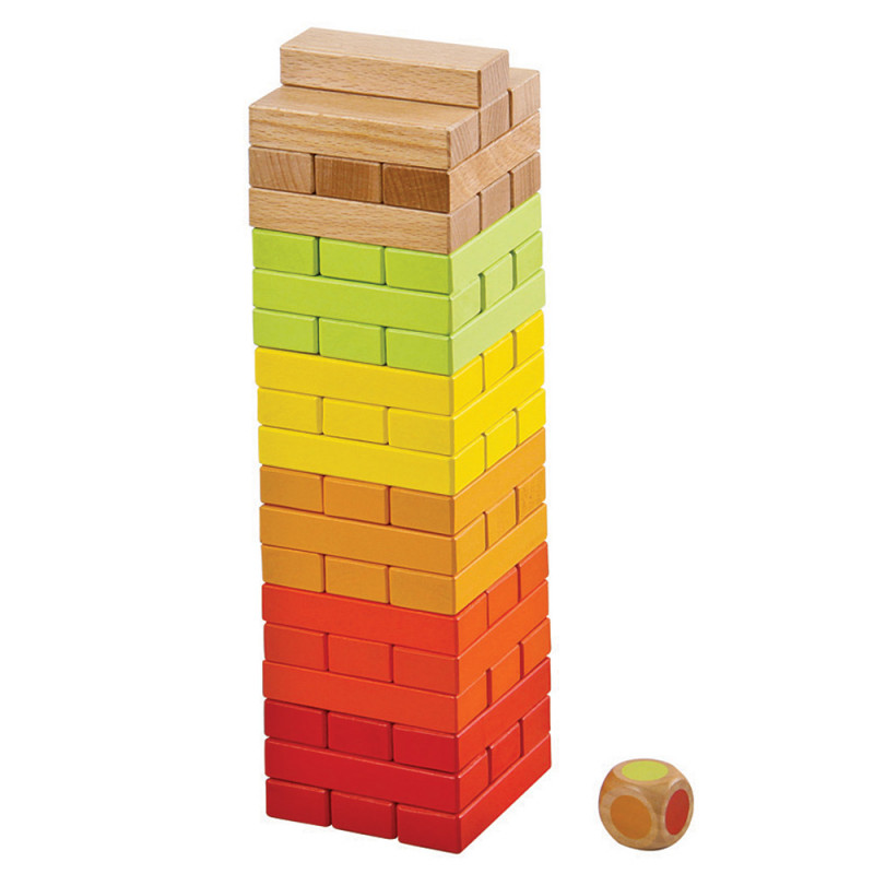 Дървена игра за баланс - Дженга, със зарче  251331
