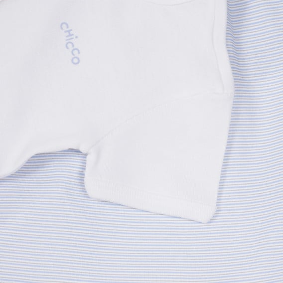 Памучен комплект от два броя тениски за бебе, бяло и синьо Chicco 251382 4
