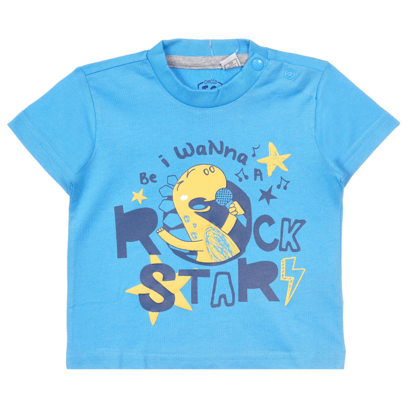 Памучна тениска с щампа на динозавър за бебе, синя  251384