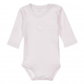 Памучен комплект от два броя бодита с дълъг ръкав за бебе, бяло и розово Chicco 251478 2