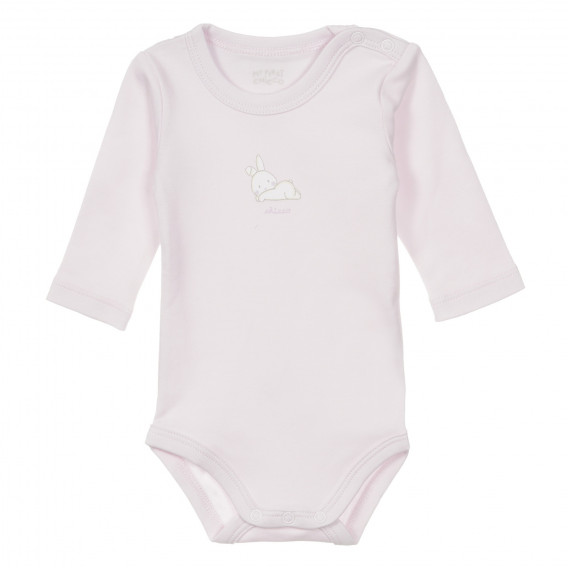Памучен комплект от два броя бодита с дълъг ръкав за бебе, бяло и розово Chicco 251478 2