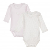 Памучен комплект от два броя бодита с дълъг ръкав за бебе, бяло и розово Chicco 251479 