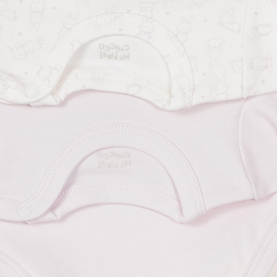 Памучен комплект от два броя бодита с дълъг ръкав за бебе, бяло и розово Chicco 251480 3