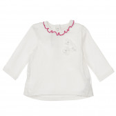 Памучна блуза с апликация на цветя за бебе , бяла Chicco 251493 