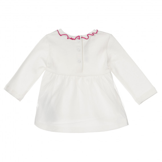 Памучна блуза с апликация на цветя за бебе , бяла Chicco 251496 4