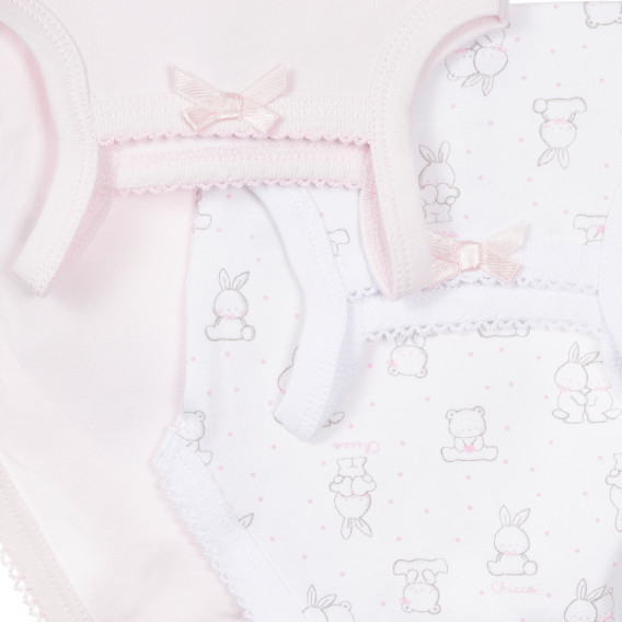 Памучен комплект от два броя бодита без ръкав за бебе, бяло и розово Chicco 251515 3