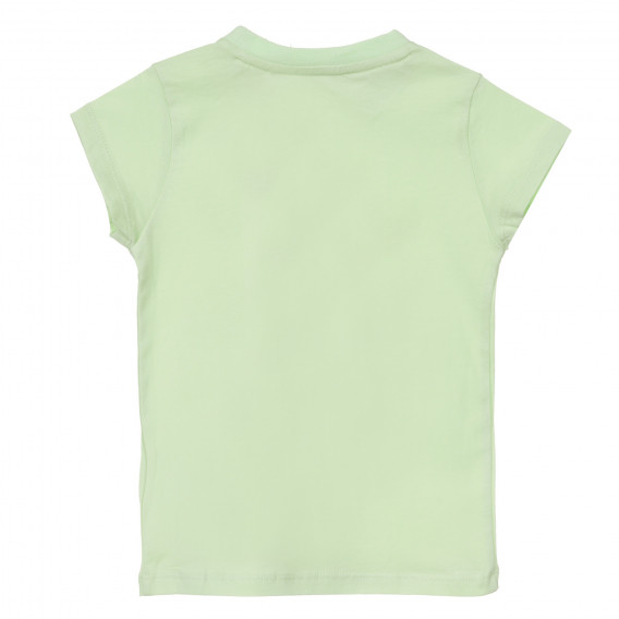 Памучна тениска с надпис и брокатени сърца, зелена Chicco 251530 4