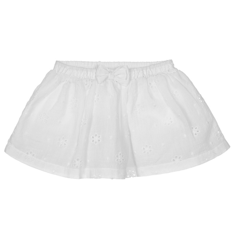 Памучна пола с панделка и флорални мотиви за бебе, бяла  251614