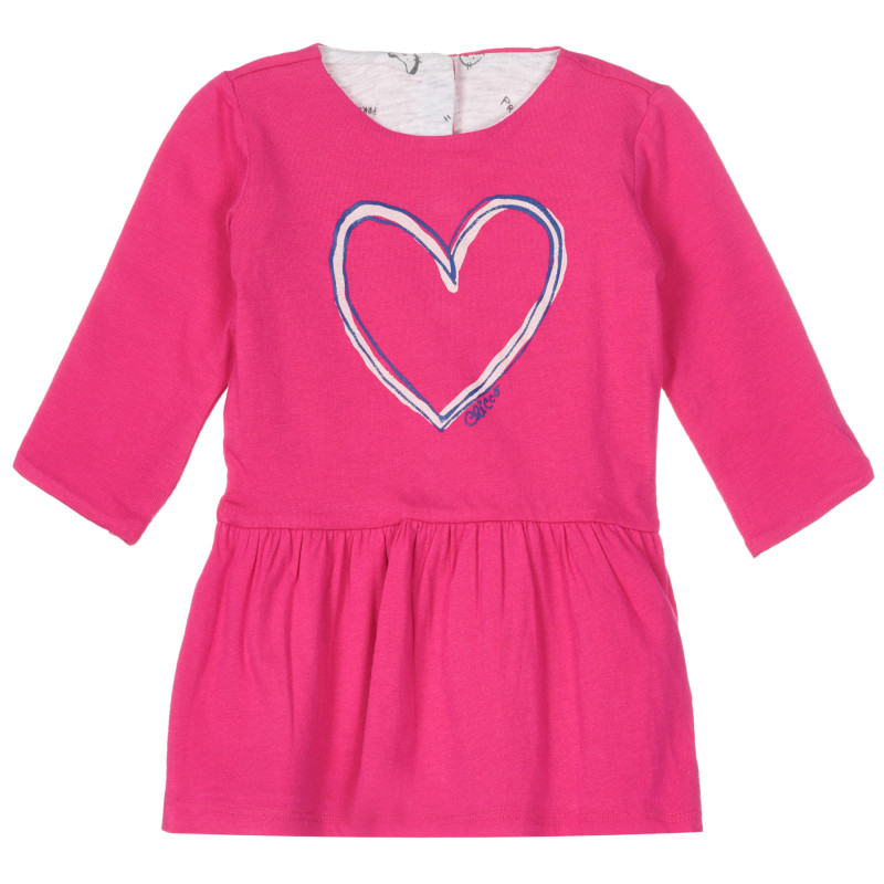 Памучна рокля със сърце за бебе, розова  251685