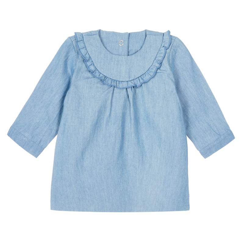 Памучна рокля от деним за бебе, син цвят  251693