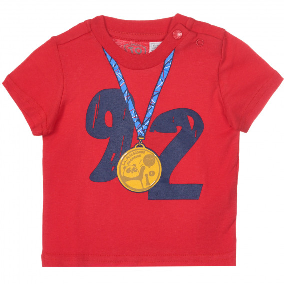 Памучна тениска с щампа за бебе, червена Chicco 251765 