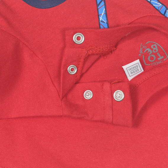 Памучна тениска с щампа за бебе, червена Chicco 251766 2