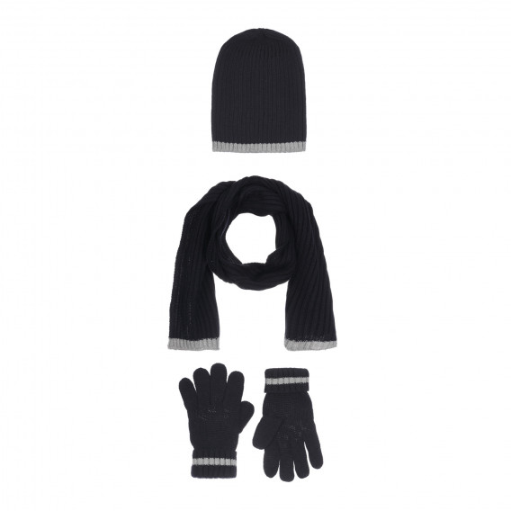 Зимен комплект от шал, шапка и ръкавици за бебе, син Chicco 252028 