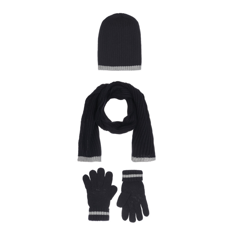 Зимен комплект от шал, шапка и ръкавици за бебе, син  252028