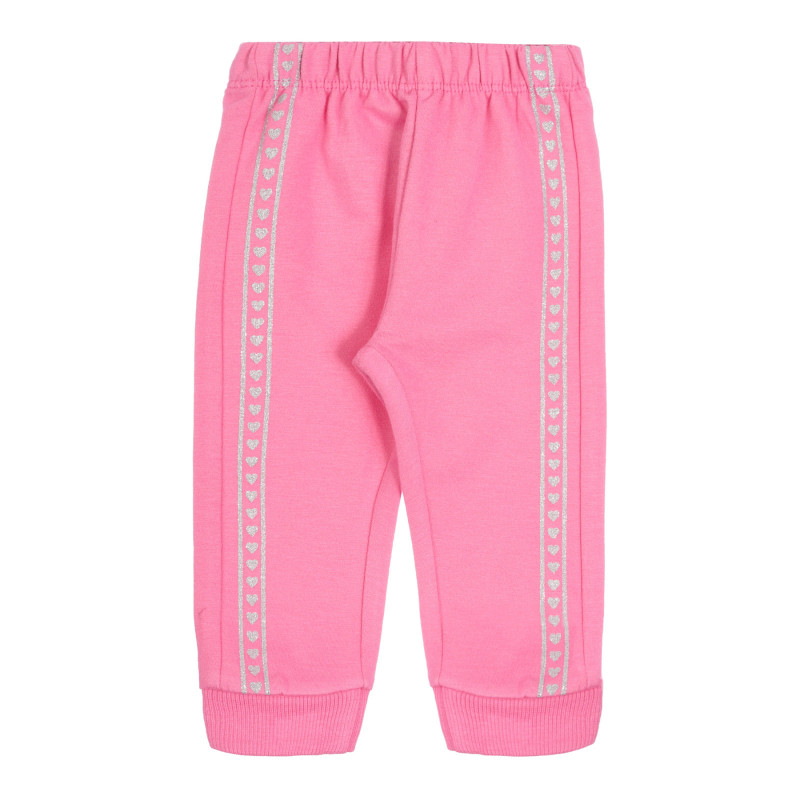 Спортен панталон с щампа на брокатени сърца за бебе, розов  252066