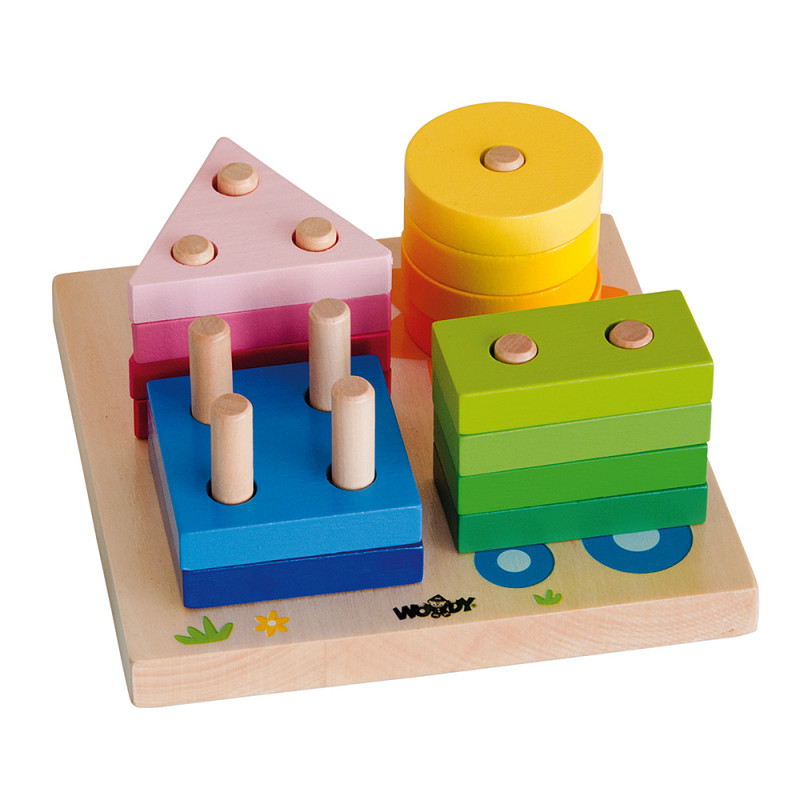 Дървена игра за редене - Форми и цветове, къщичка и слънце  252927