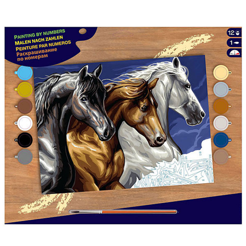 Рисуване по номера - голям размер - Диви коне  253035
