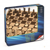 Настолна игра - Дървен Шах и дама, 2 в 1, в метална кутия Cayro 253095 3