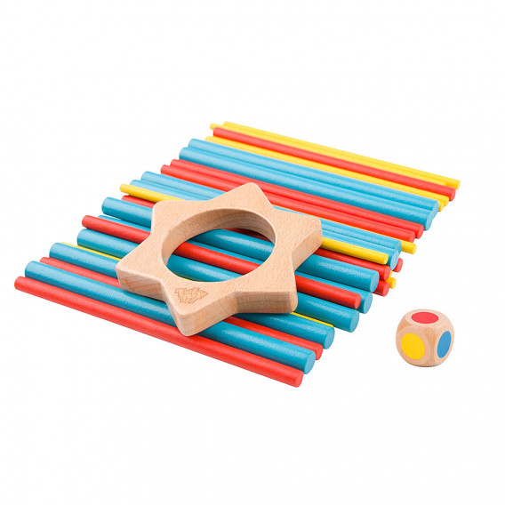Настолна игра - Дървено микадо със зарче Tooky toy 253105 2