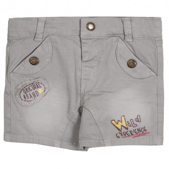 Къси памучни панталони за бебе момче в сив цвят Boboli 253254 