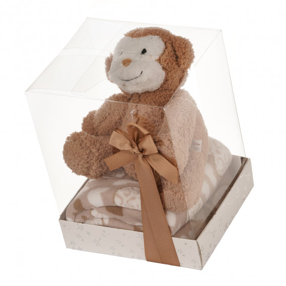 Подаръчен комплект, Маймунка с одеяло Toi-Toys 253317 3