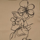 Памучна тениска с апликация на цветя, кафява Sisley 253593 2