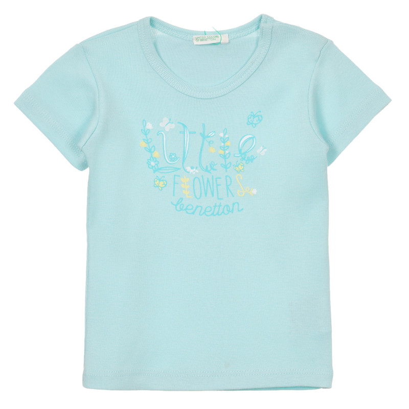 Памучна тениска с щампа за бебе, светлосиня  253636