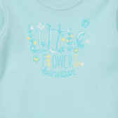 Памучна тениска с щампа за бебе, светлосиня Benetton 253637 2