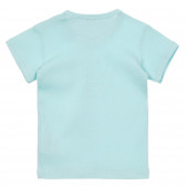 Памучна тениска с щампа за бебе, светлосиня Benetton 253638 3