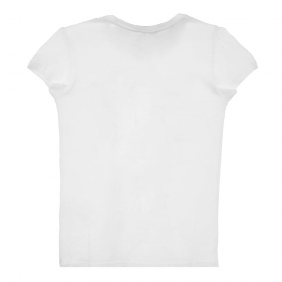 Памучна тениска с цветна лятна щампа, бяла Benetton 253672 4