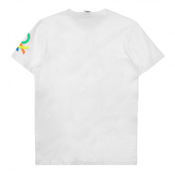 Памучна тениска с щампа на Бъгс Бъни, бяла Benetton 253676 4