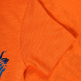 Памучна тениска с щампа на джунгла за бебе, оранжева Benetton 253695 3