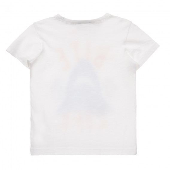 Памучна тениска с щампа на акула за бебе, бяла Benetton 253700 4