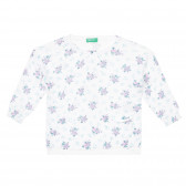 Памучна блуза с флорален принт за бебе, бяла Benetton 253762 