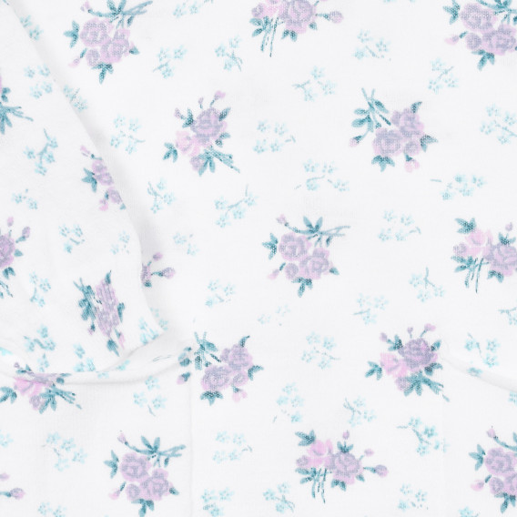Памучна блуза с флорален принт за бебе, бяла Benetton 253764 2