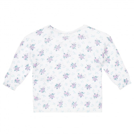 Памучна блуза с флорален принт за бебе, бяла Benetton 253765 3