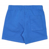 Памучни къси панталонки с апликация и щампа, сини Benetton 253903 4