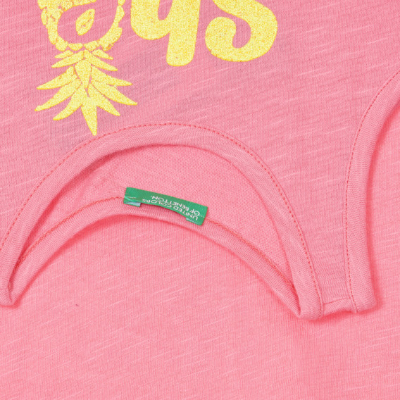 Памучен комплект от потник и къс панталон в розово и жълто Benetton 254008 4