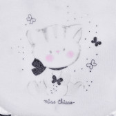 Памучен лигавник с принт на коте, бял Chicco 254155 2